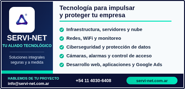 Servi-Net. Tecnología para impulsar y proteger tu empresa. 11 4030-6408.